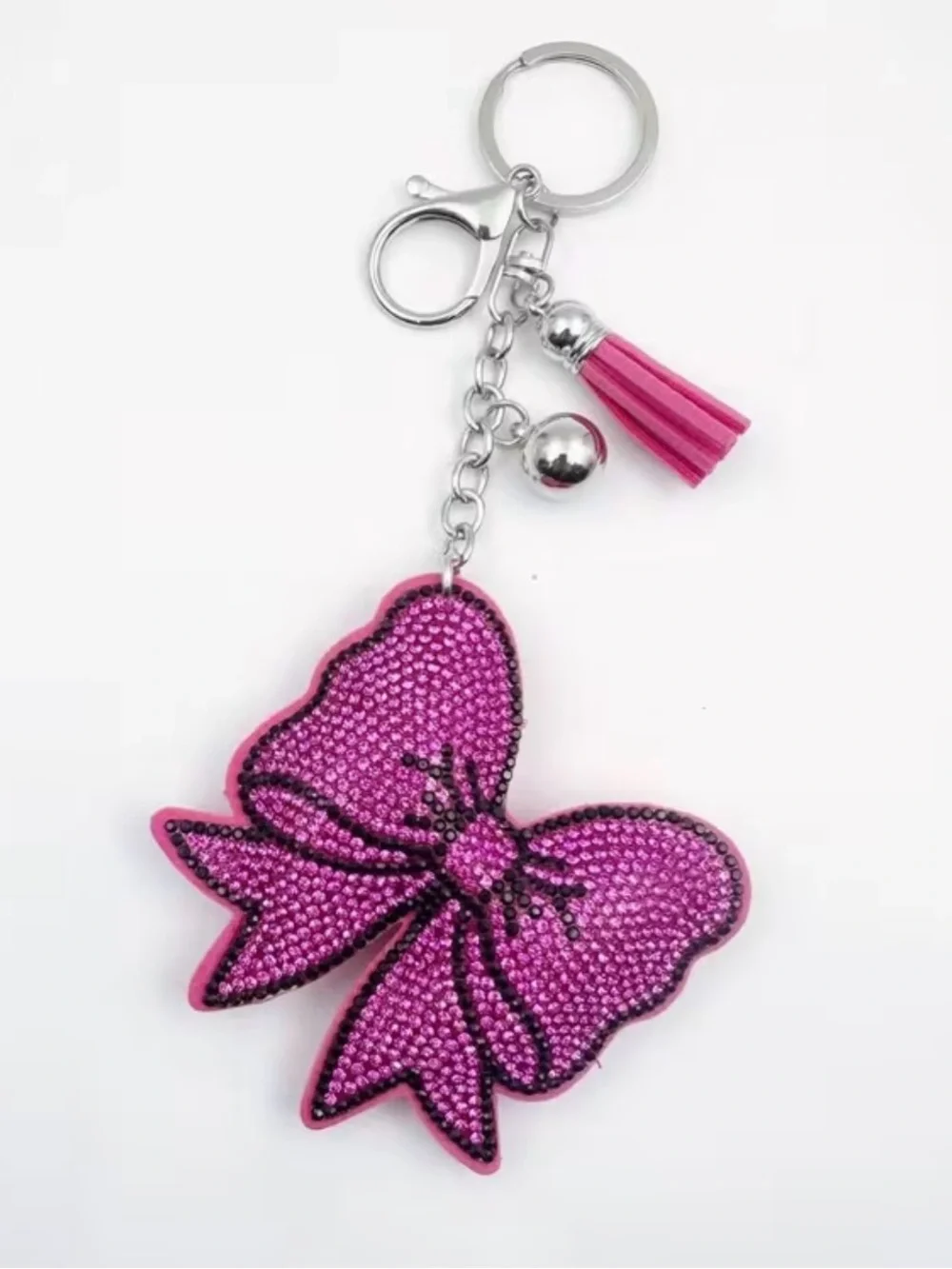 Rhinestone Blue Bow Keyring bag backpack charm